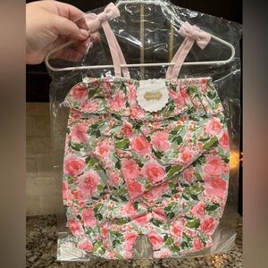 Mud Pie Floral Bubble Romper 3-6 Months, NWT